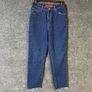 Levis 512 Classic Slim Stretch High Rise Tapered Jeans Blue Raw Hem Womens 6M
